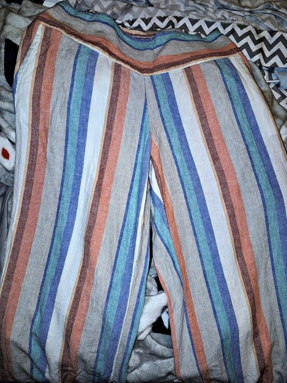 Striped Wide Leg Pants in Blue & Red
